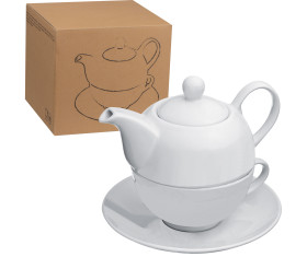 Teapot with cup and coaster