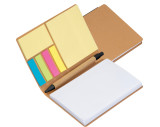 Notebook with pen and sticky notes